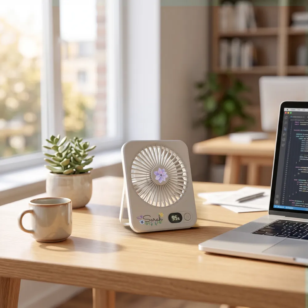 rechargeable table top fan with rotating desk stand, compact & portable, type c rechargeable table top fan with rotating desk stand, compact & portable, type c