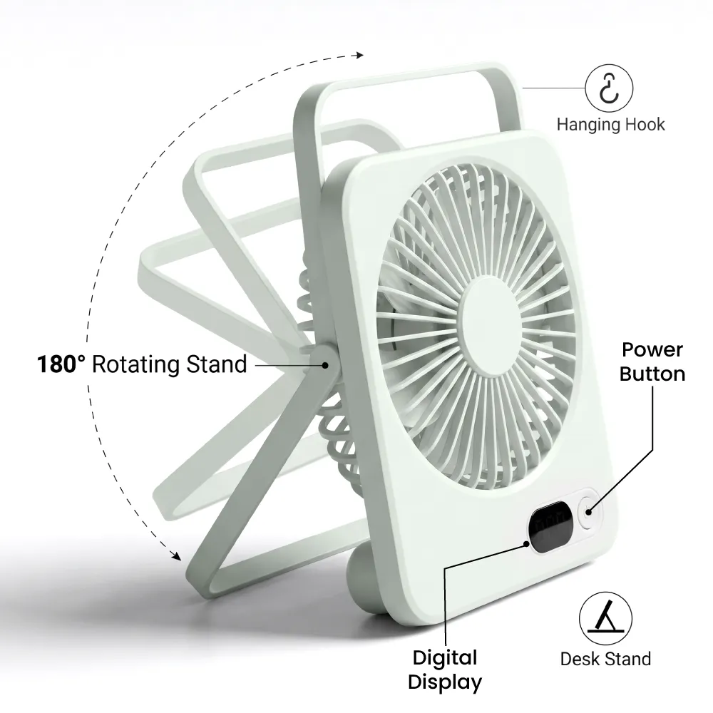 rechargeable table top fan with rotating desk stand, compact & portable, type c rechargeable table top fan with rotating desk stand, compact & portable, type c